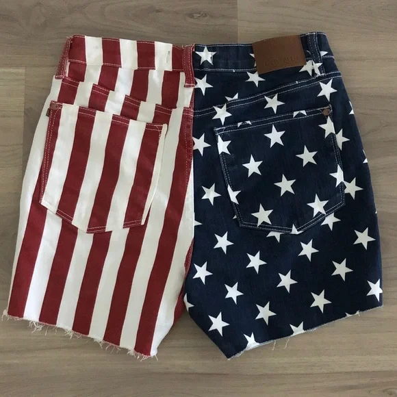 Judy Blue Star and Stripe raw hem  Denim Shorts L American Flag USA - Picture 6 of 9